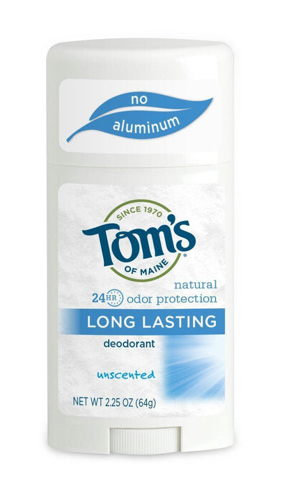 Toms Of Maine: Natural Long-lasting Deodorant Stick Aluminum-free Unscented, 2.25 Oz