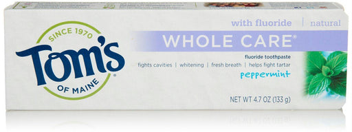 Toms Of Maine: Whole Care Fluoride Toothpaste Peppermint, 4.7 Oz