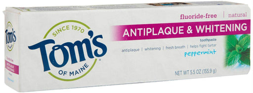 Toms Of Maine: Fluoride Free Antiplaque & Whitening Toothpaste Peppermint, 5.5 Oz