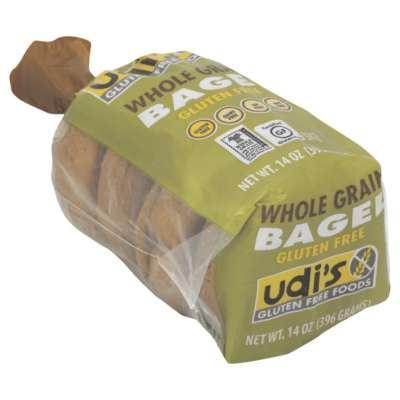 Udis: Gluten Free Whole Grain Bagels 4 Count, 13.9 Oz