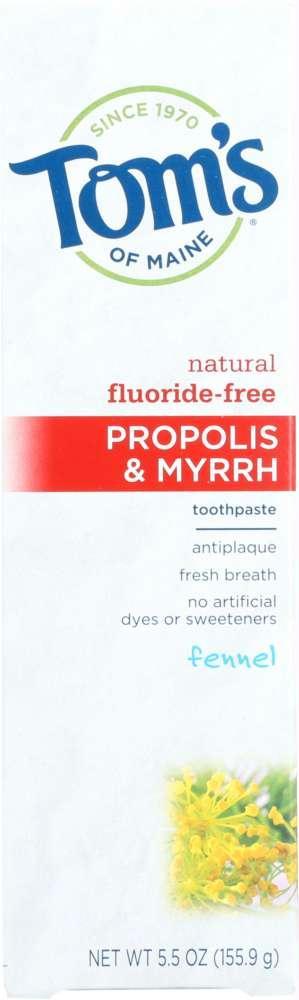 Toms Of Maine: Antiplaque Propolis & Myrrh Toothpaste Flouride-free Fennel, 5.5 Oz