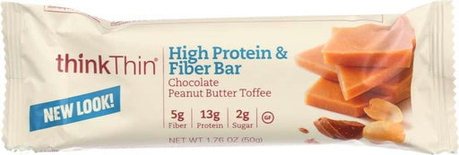 Thinkthin: Chocolate Peanut Butter Toffee High Protein And Fiber Bar, 1.76 Oz