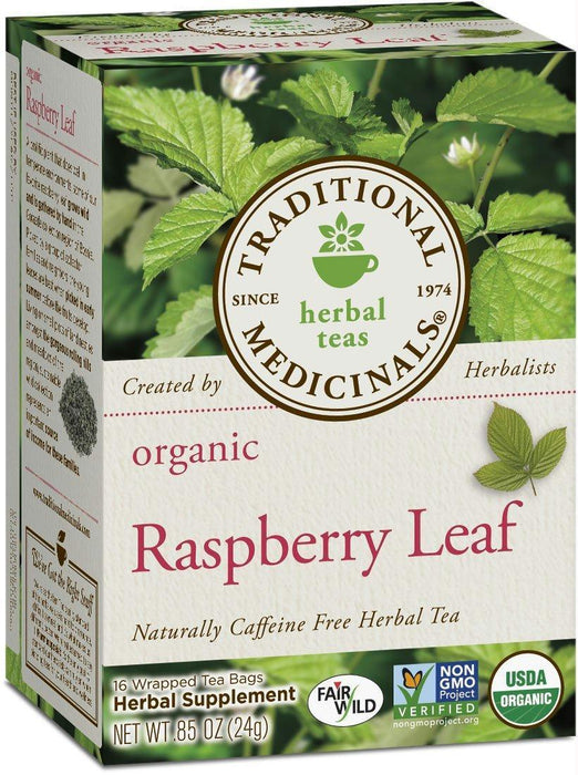 Traditional Medicinals: Organic Raspberry Leaf Caffeine Free Herbal Tea 16 Tea Bags, 0.85 Oz