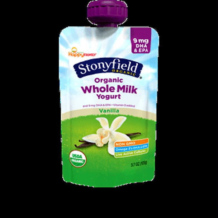 Stonyfield: Organic Whole Milk Pouch Vanilla, 3.7 Oz