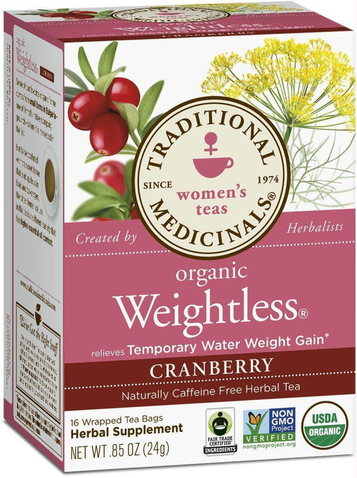 Traditional Medicinals: Organic Weightless Cranberry Herbal Tea 16 Tea Bags, 0.85 Oz