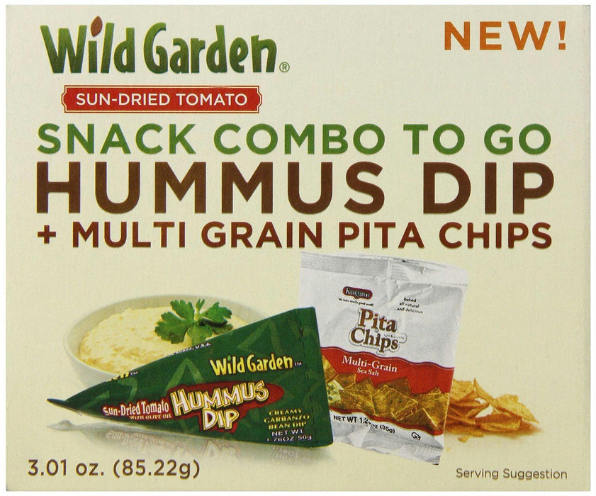 Wild Garden: Snack Combo To Go Sun-dried Tomato Hummus Dip And Pita Chips, 3.01 Oz