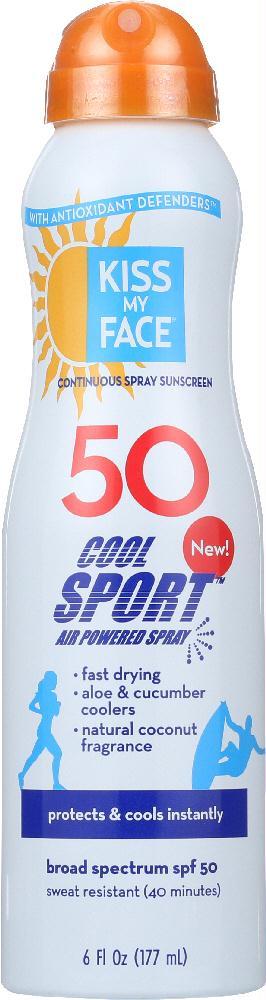 Kiss My Face: Cool Sport Air Powered Sunscreen Spray Spf 50, 6 Oz