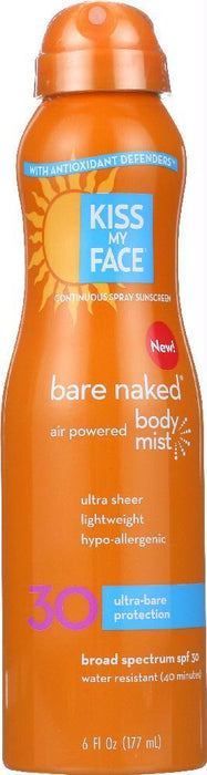 Kiss My Face: Bare Naked Air Powered Body Mist Spf 30, 6 Oz