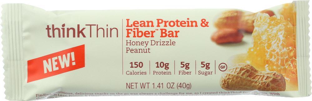 Thinkthin: Lean Protein And Fiber Bar Honey Drizzle Peanut, 1.41 Oz