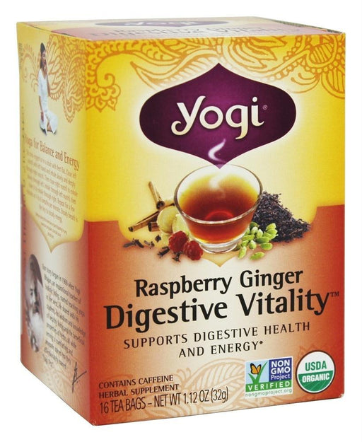 Yogi Tea: Digestive Vitality Raspberry Ginger, 16 Tea Bags