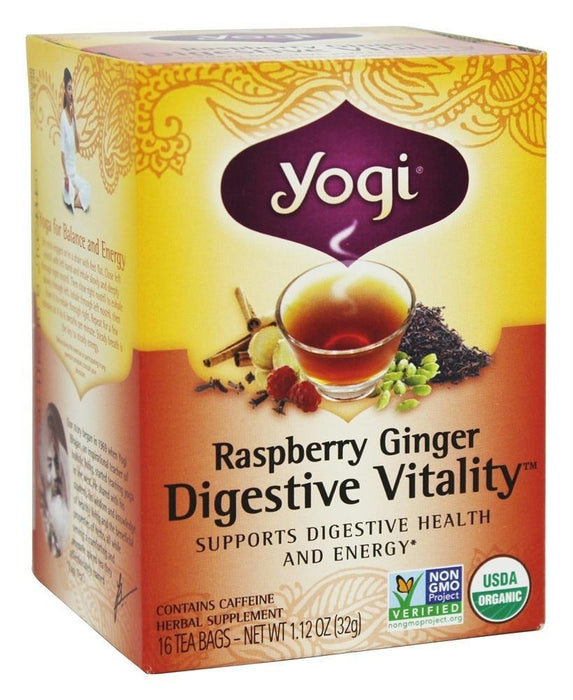 Yogi Tea: Digestive Vitality Raspberry Ginger, 16 Tea Bags