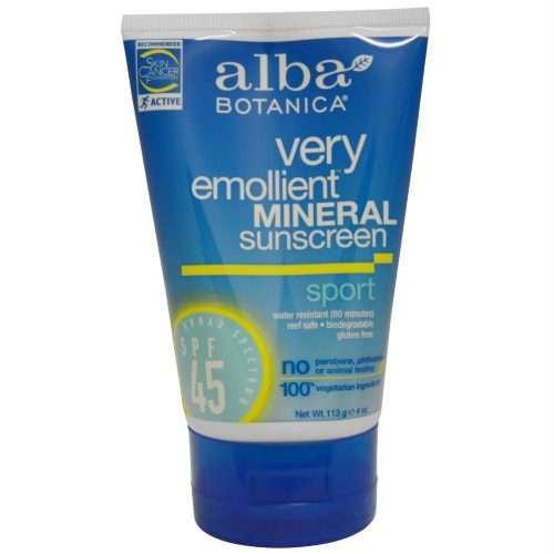 Alba Botanica: Very Emollient Sunscreen Sport Mineral Protection Spf 45, 4 Oz