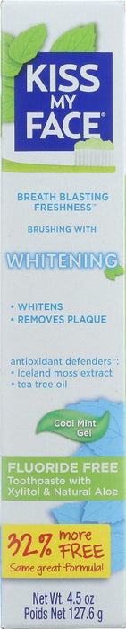 Kiss My Face: Whitening Toothpaste Gel Fluoride Free Cool Mint, 4.5 Oz