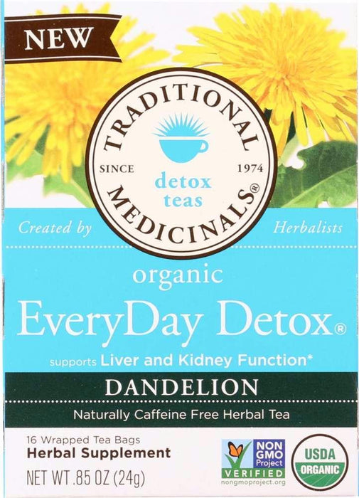 Traditional Medicinals: Organic Everyday Detox Dandelion Herbal Tea 16 Tea Bags, 0.85 Oz