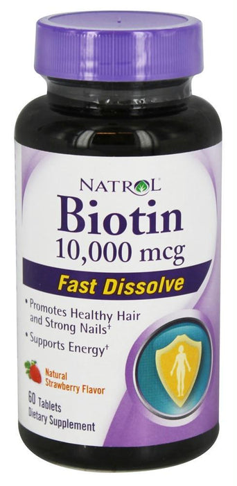 Natrol: Biotin Fast Dissolve Natural Strawberry Flavor 10,000 Mcg, 60 Tablets