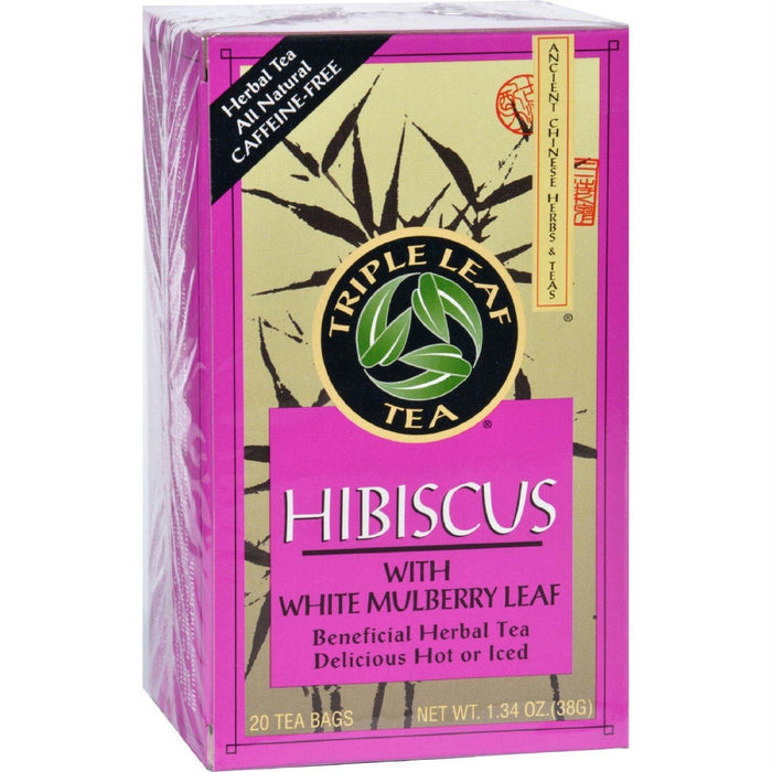 Triple Leaf Tea: Hibiscus With White Mulberry Leaf Herbal Tea, 20 Tea Bags