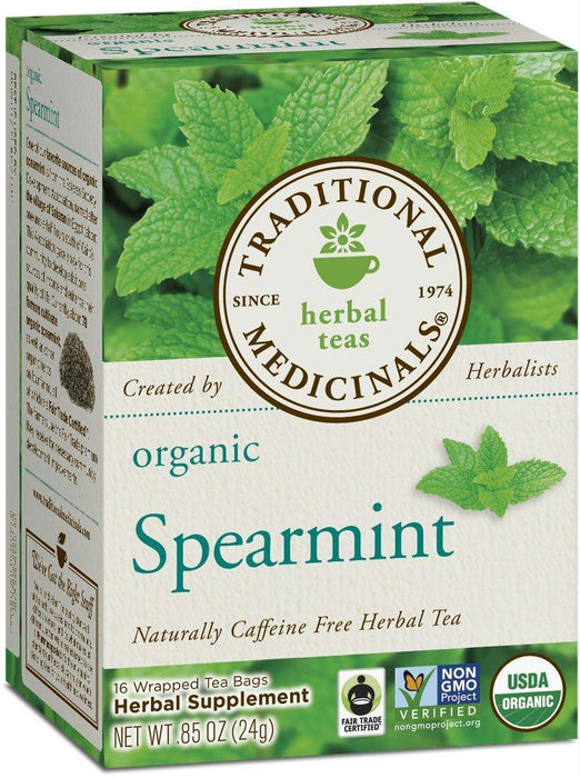 Traditional Medicinals: Organic Spearmint Caffeine Free Herbal Tea 16 Tea Bags, 0.85 Oz