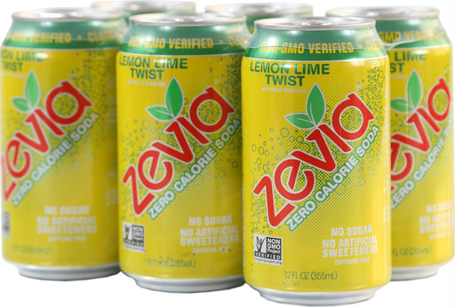 Zevia: All Natural Zero Calorie Soda Lemon Lime Twist 6 Cans (12 Oz Each), 72 Oz