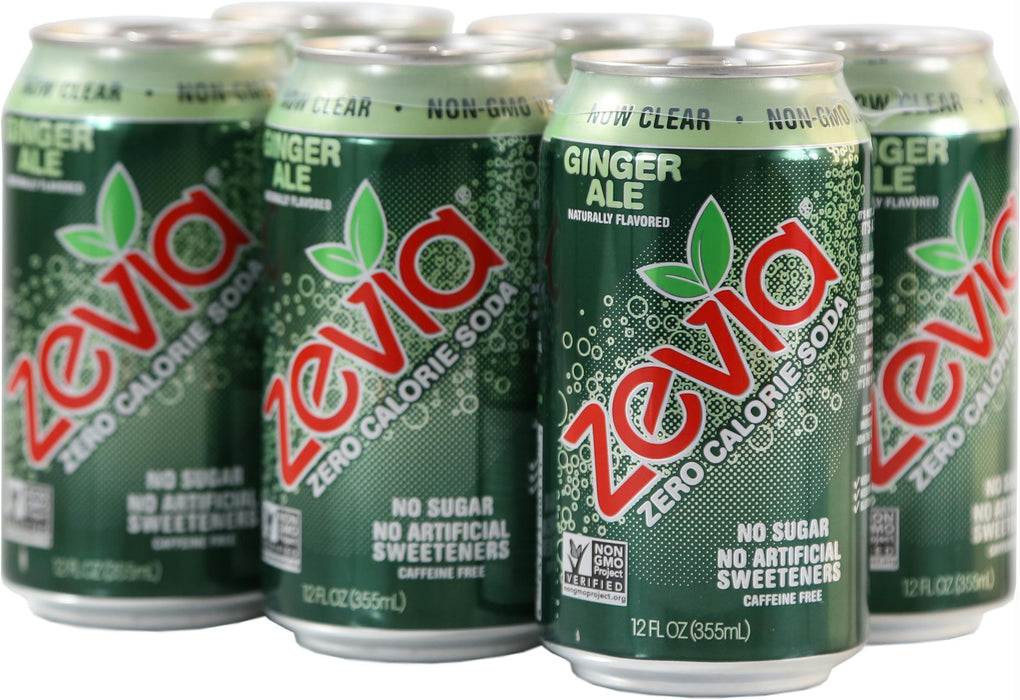 Zevia: All Natural Zero Calorie Soda Ginger Ale 6 Cans (12 Oz Each), 72 Oz