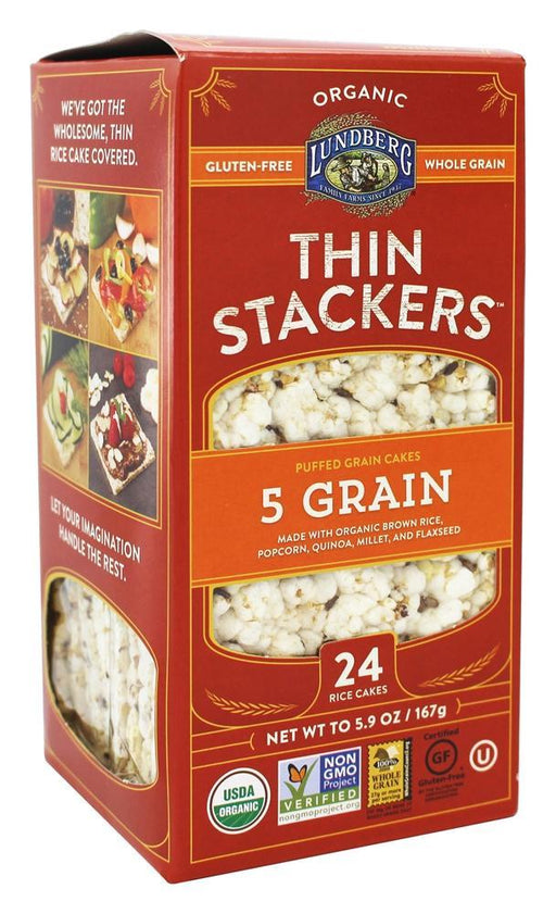 Lundberg: Rice Cakes Thin Stackers 5 Grain, 5.9 Oz