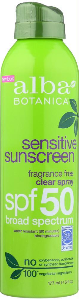 Alba Botanica: Sunscreen Spray Clear Fragrance Free, 6 Oz