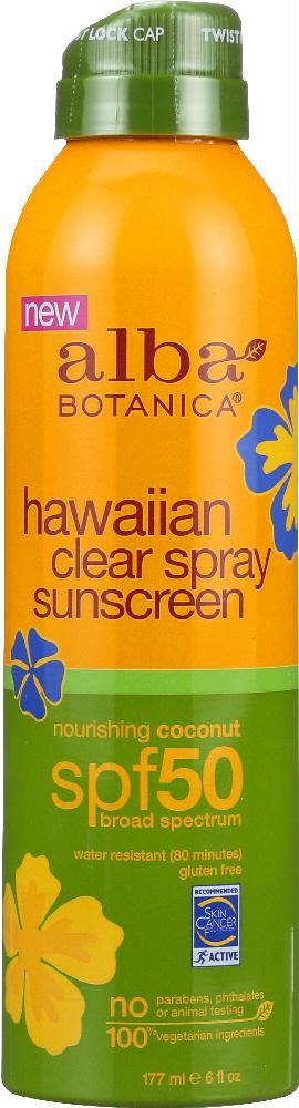 Alba Botanica: Hawaiian Coconut Spray Sunscreen Spf 50 6 Oz