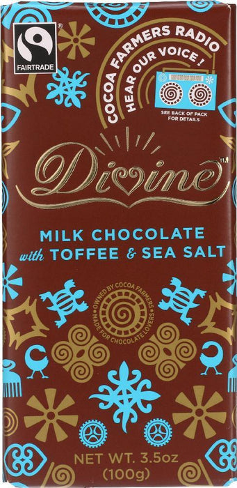 Divine Chocolate: 38% Milk Chocolate Toffee & Sea Salt, 3.5 Oz