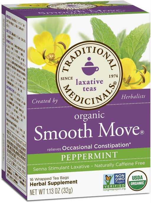 Traditional Medicinals: Organic Smooth Move Peppermint Herbal Tea 16 Tea Bags, 1.13 Oz