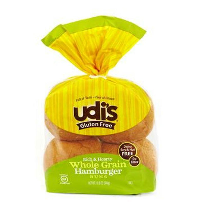 Udis: Gluten Free Whole Grain Hamburger Buns 4 Count, 10.8 Oz