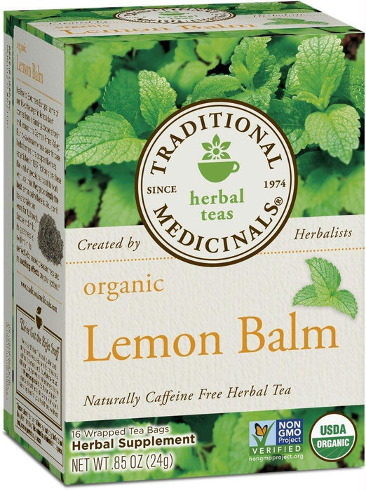 Traditional Medicinals: Organic Lemon Balm Caffeine Free Herbal Tea 16 Tea Bags, 0.85 Oz