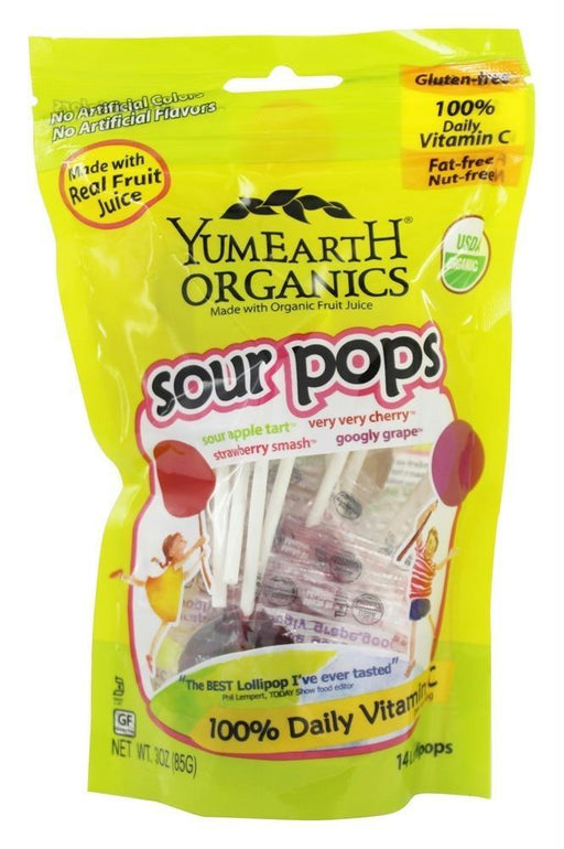 Yummy Earth: Organics, Organic Sour Pops 14 Lollipops, 3 Oz