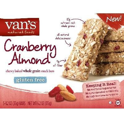 Vans: Natural Foods Gluten Free Cranberry Almond Chewy Baked Whole Grain Snack Bars, 6.2 Oz