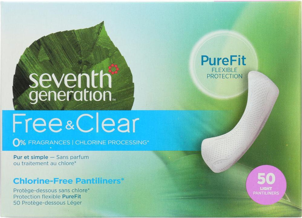 Seventh Generation: Free & Clear Light Pantiliners, 50 Pc