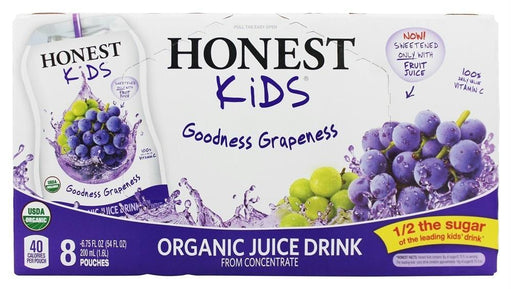 Honest: Kids Organic Juice Drink Goodness Grapeness, Gluten Free, Non Gmo, 8 Count, 54 Oz