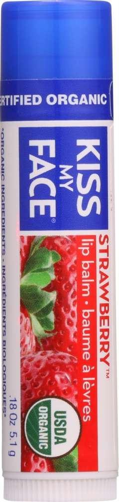 Kiss My Face: Organic Lip Balm Strawberry, 0.18 Oz