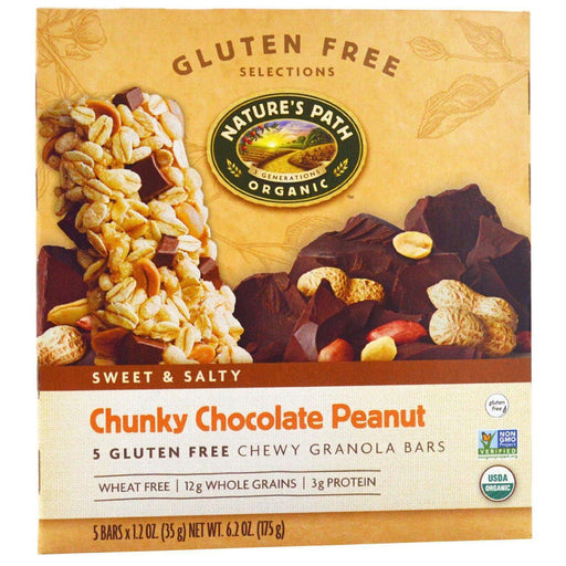 Nature's Path: Organic Chewy Granola Bars Gluten Free Chunky Chocolate Peanut 5 Bars, 6.2 Oz