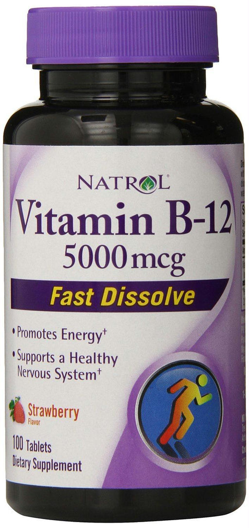 Natrol: Vitamin B-12 Fast Dissolve Strawberry 5000 Mcg, 100 Tablets